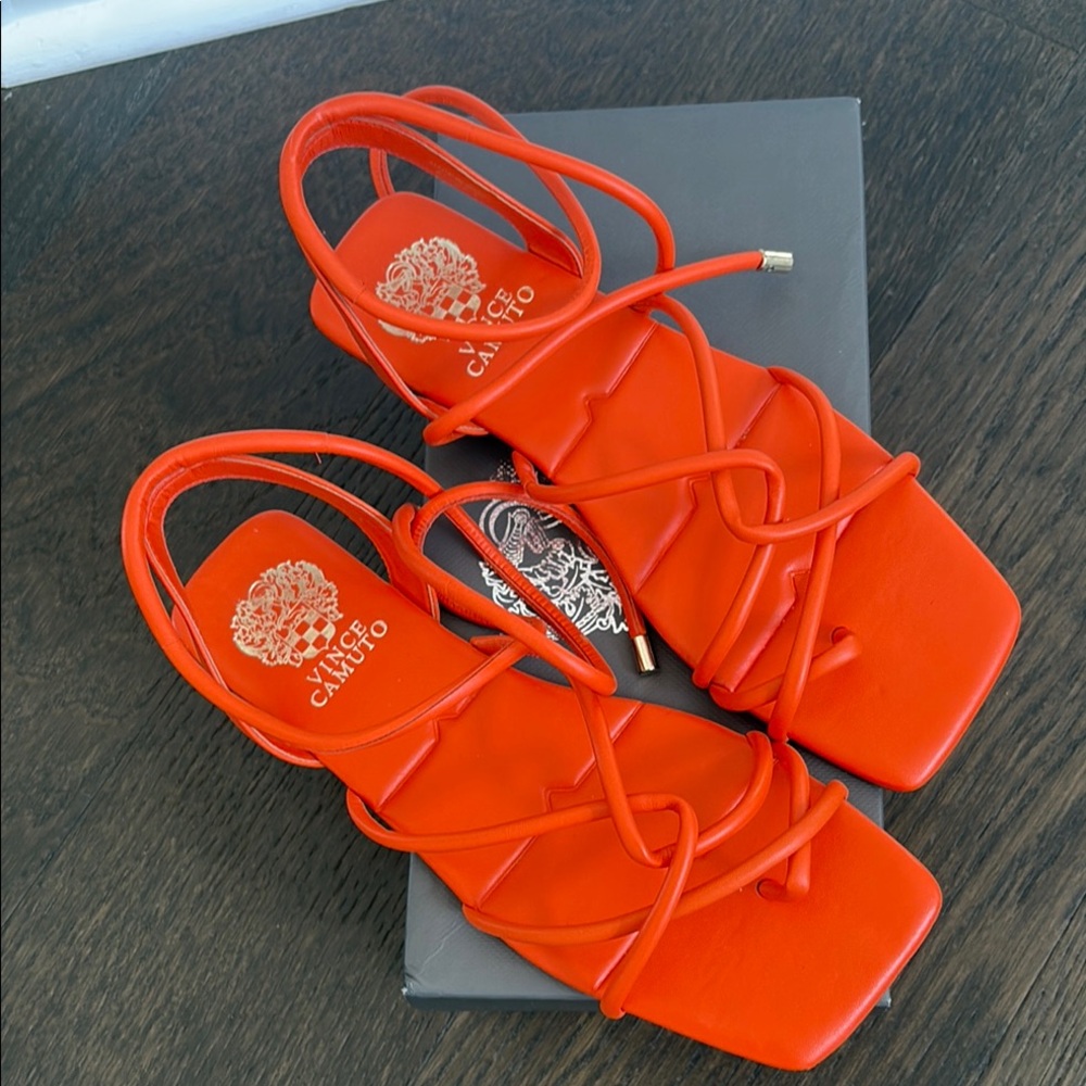 Vince Camuto Orange Strappy Flat Sandals